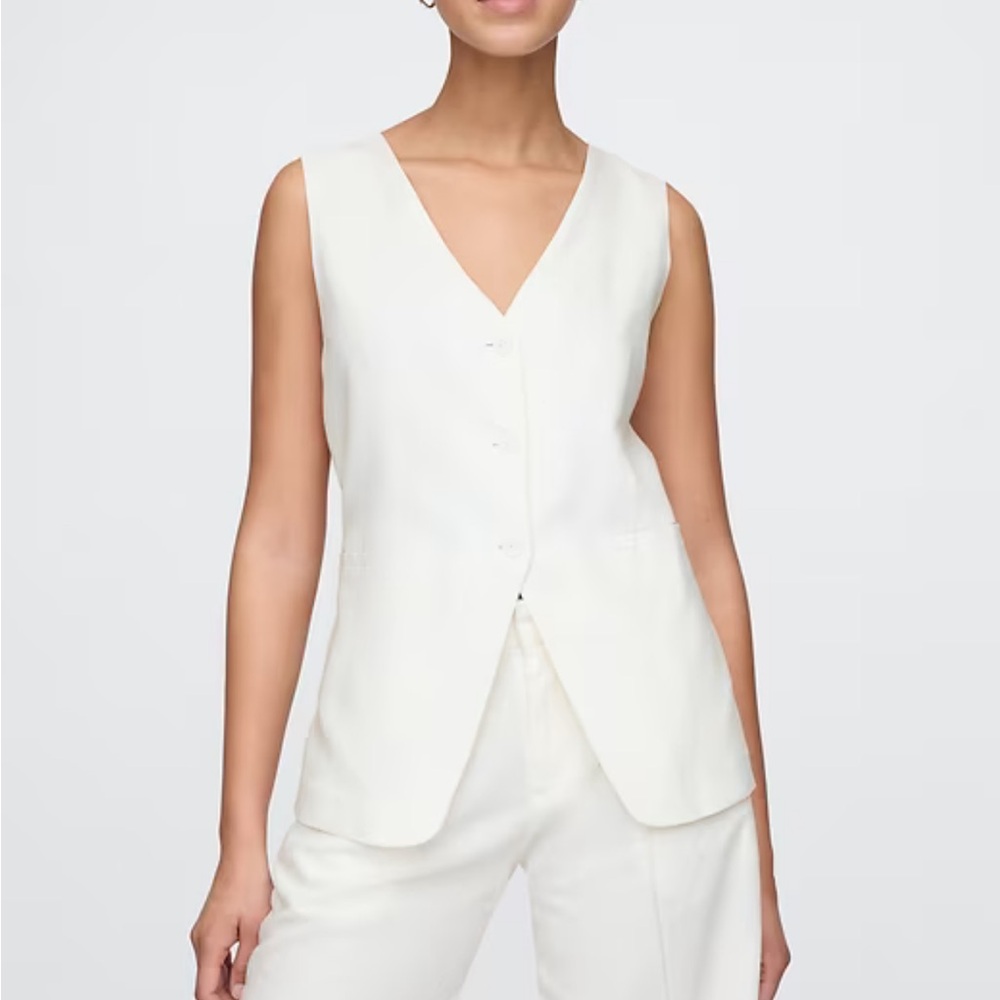 GAP Linen blend longline vest in Small Petite.